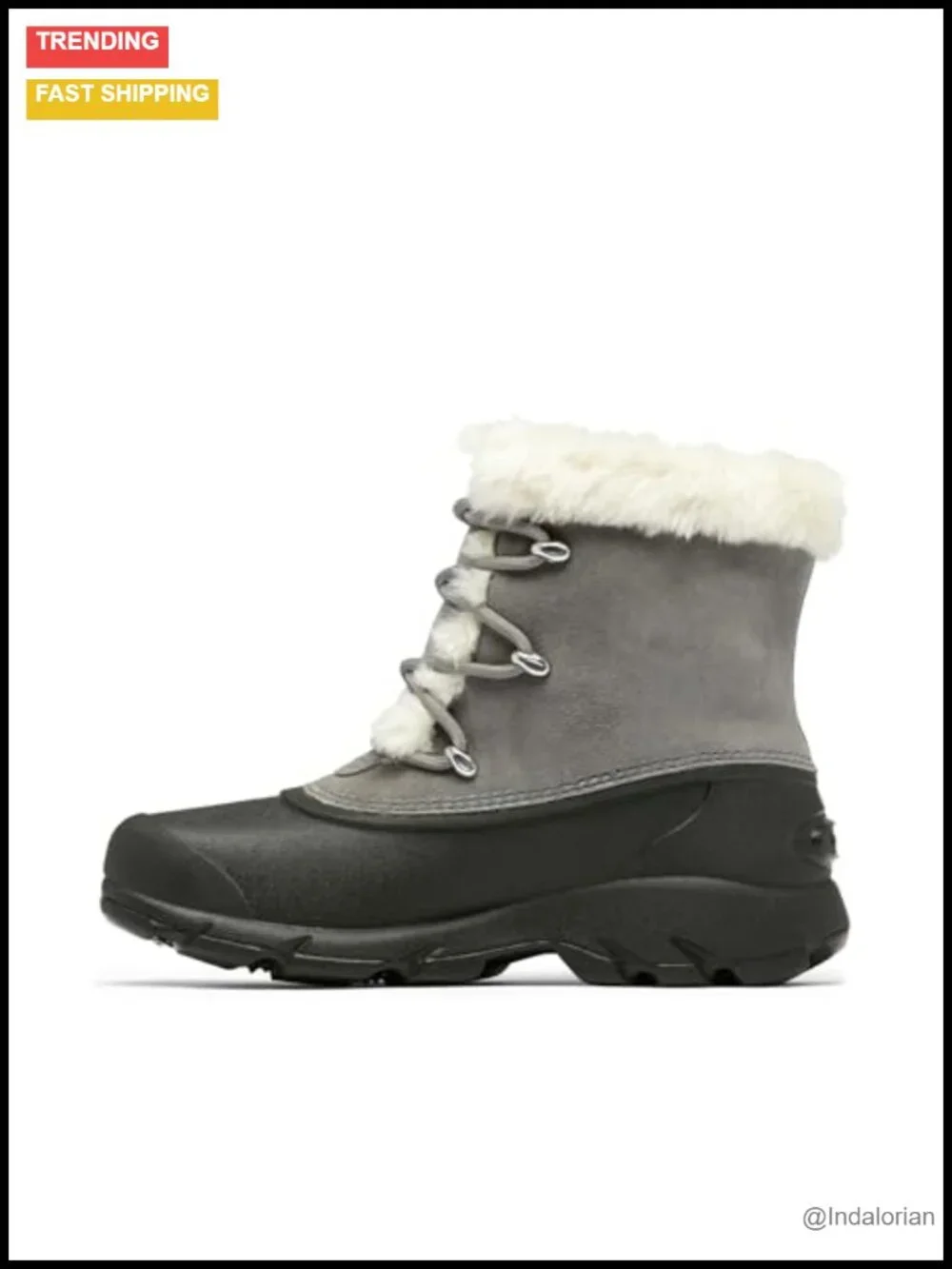 Waterproof Suede Snow Boots with Faux Fur Cuff, 200g Insulation, Lace-Up